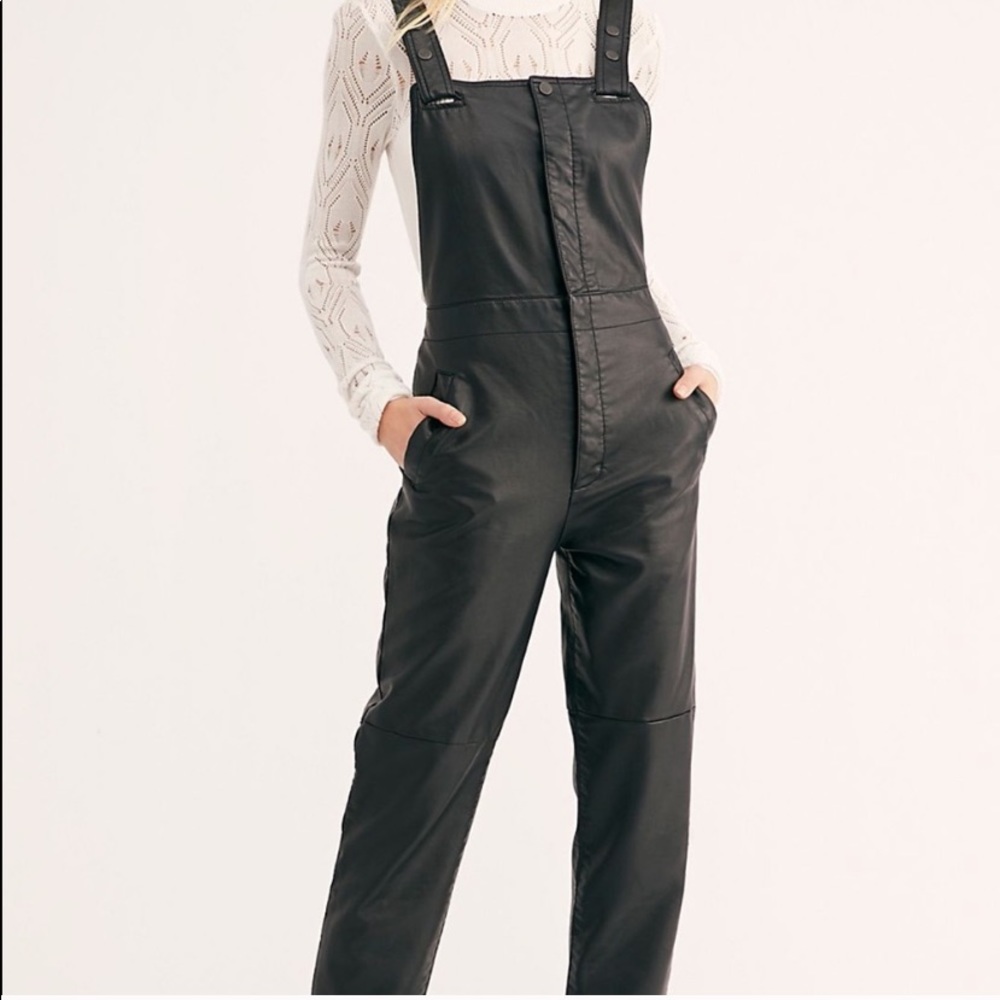 Free People Mod Moto Overalls - Vegan Leather - Picture 2 of 11